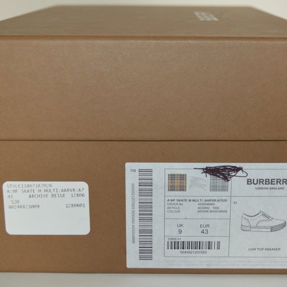 NWT BURBERRY MENS  ARCHIVE CALF SUEDE COTTON VINTAGE CHECK COLOUR - BLOCK SNEAKE - Picture 10 of 10